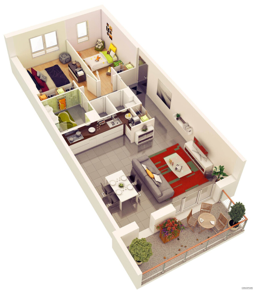 Portfolio Layout De Apartamento Projetos De Casas - Floor Plan 2 Bedroom Tiny House Interior