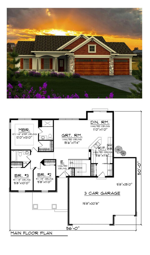 Ranch Style House Plan 96120 With 3 Bed 2 Bath 3 Car Garage Ranch  - 3 Bedroom 2 Bath Ranch House Floor Plans