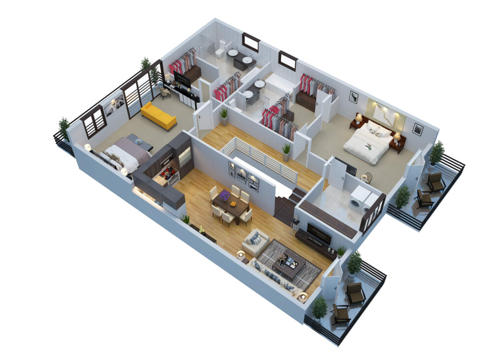 Real Estate 3D Floor Plans Design Rendering Samples Examples  - Sample House Design Floor Plan