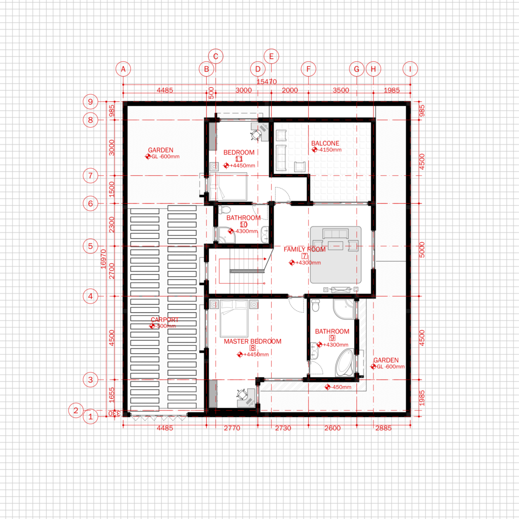 Residential Modern House Architecture Plan With Floor Plan Metric Units  - Modern House Floor Plans With Dimensions