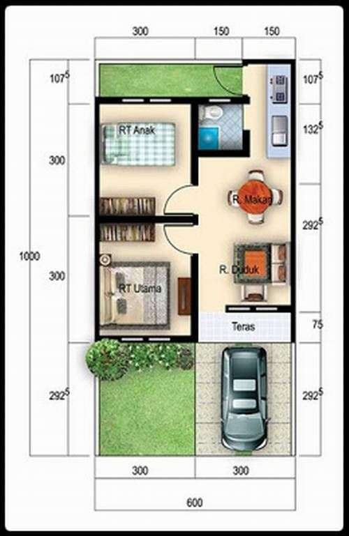 Rumah Minimalis 4x8 Minimalist House Design Small House Design  - 4X8 House Floor Plan