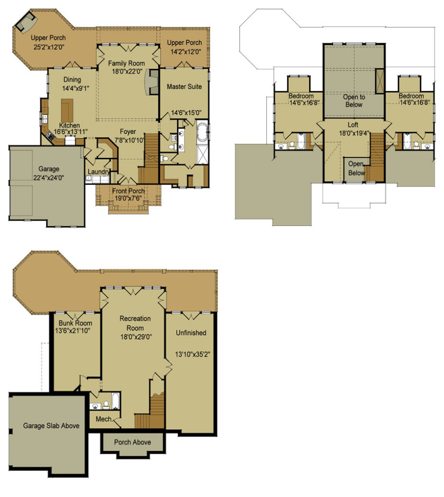 Rustic Mountain House Floor Plan With Walkout Basement - 2 Story House With Basement Floor Plans