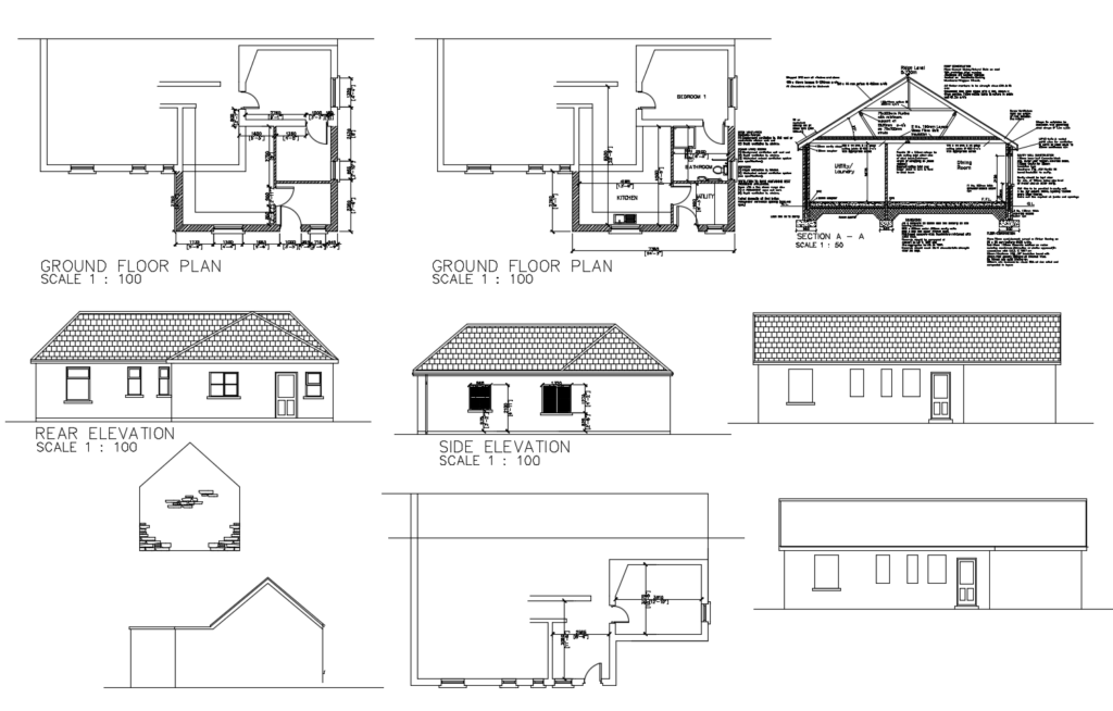 Single Floor House Elevation In DWG File Cadbull - Floor Plan And Elevation Of A House