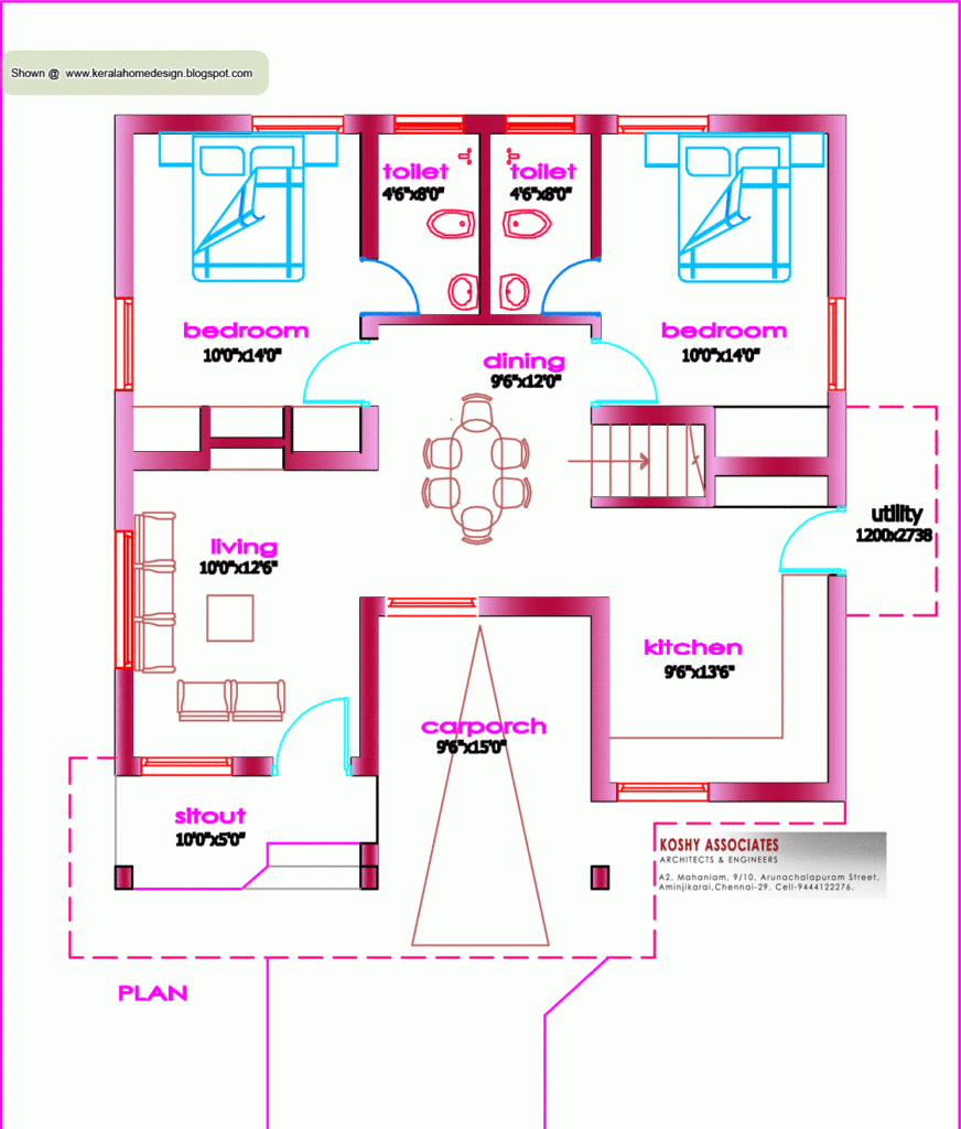 Single Floor House Plan 1000 Sq Ft Kerala Home Design And Floor  - 1 Floor House Plans