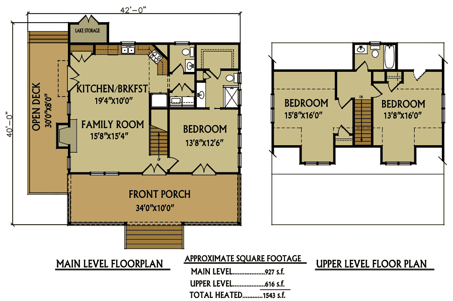 Small 3 Bedroom Lake Cabin With Open And Screened Porch - Lake House Floor Plans Small