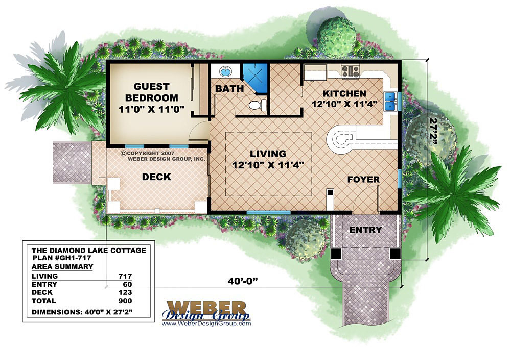 Small House Plan Tiny Cottage Home Or Guest House Plan - Guest House Floor Plans 800 Sq Ft