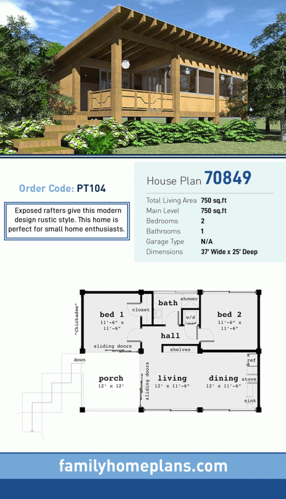 Southwest Style House Plan 70849 With 2 Bed 1 Bath With Images  - Southwestern House Floor Plans