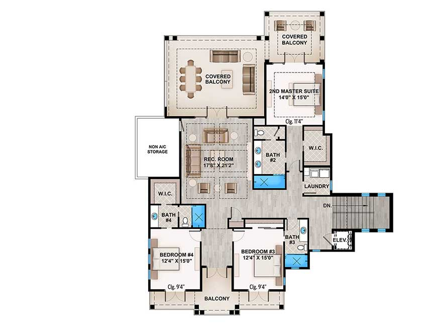 Spacious Tropical House Plan 5464 Sq Ft Architectural Designs  - Modern Tropical House Floor Plan