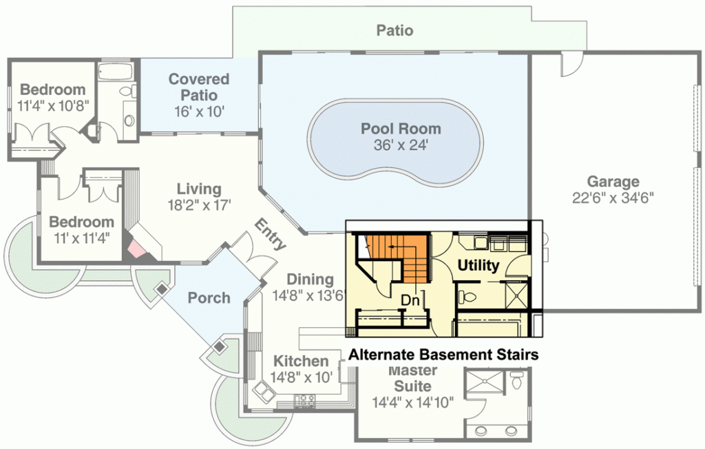 Striking Home Plan With Indoor Pool 72402DA Architectural Designs  - House With Indoor Pool Floor Plan