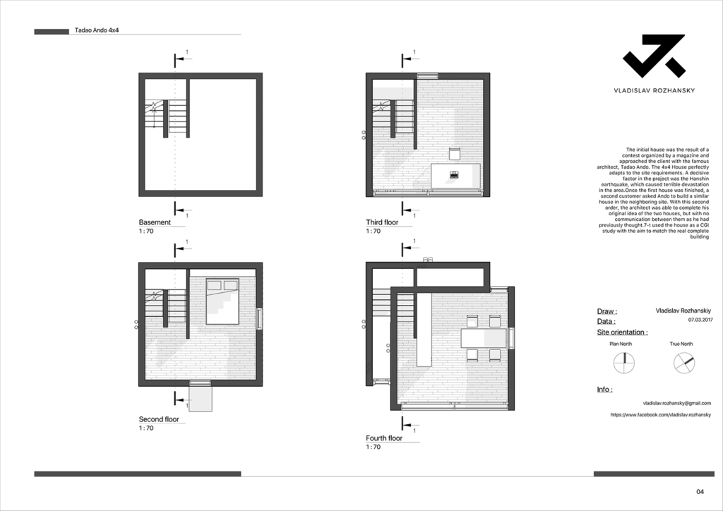 Tadao Ando 4x4 House Behance - Floor Plan 4X4 House Plan