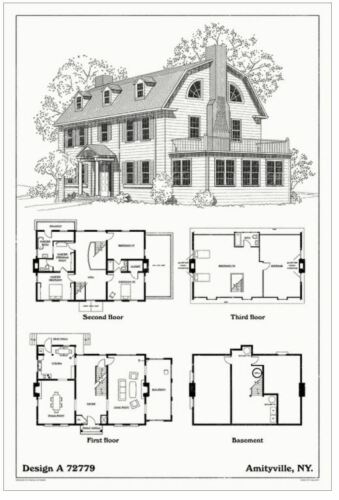 The Amityville Horror Blueprint House Poster Screen Print Art 16x24  - Amityville Horror House Floor Plan