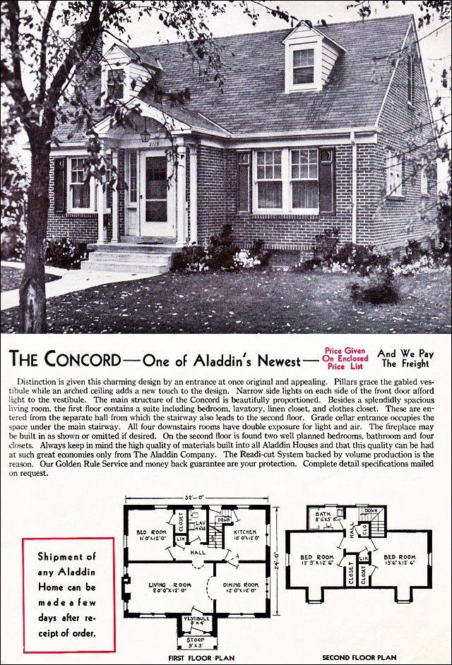 The Concord Kit House Floor Plan Made By The Aladdin Company In Bay  - Kit House Floor Plans