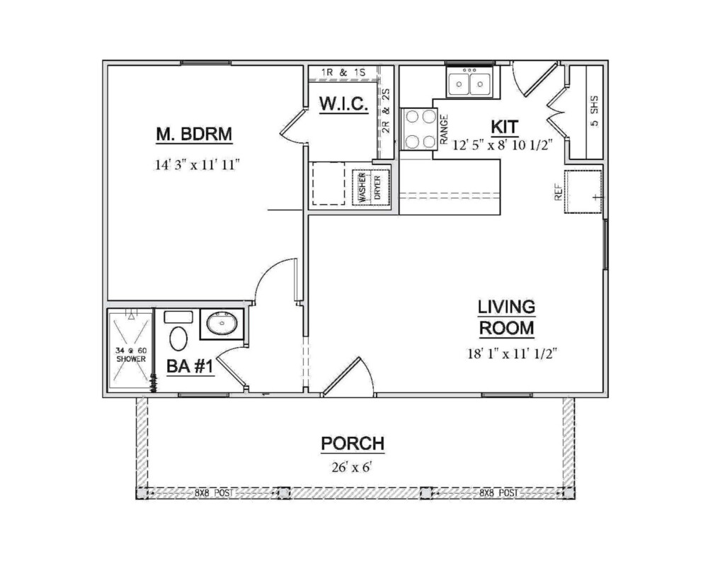 The Guest Cottage 600 Sq Ft Willmark Custom Homes - 600 Sf House Floor Plan