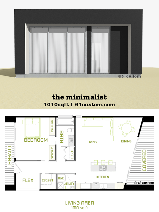 The Minimalist Small Modern House Plan 61custom Contemporary  - Minimalist Small House Floor Plans