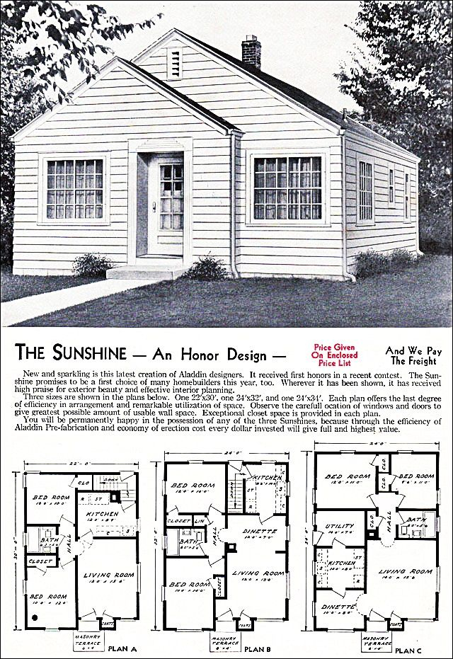 The Sunshine Kit House Floor Plan Made By The Aladdin Company In Bay  - Kit House Floor Plans