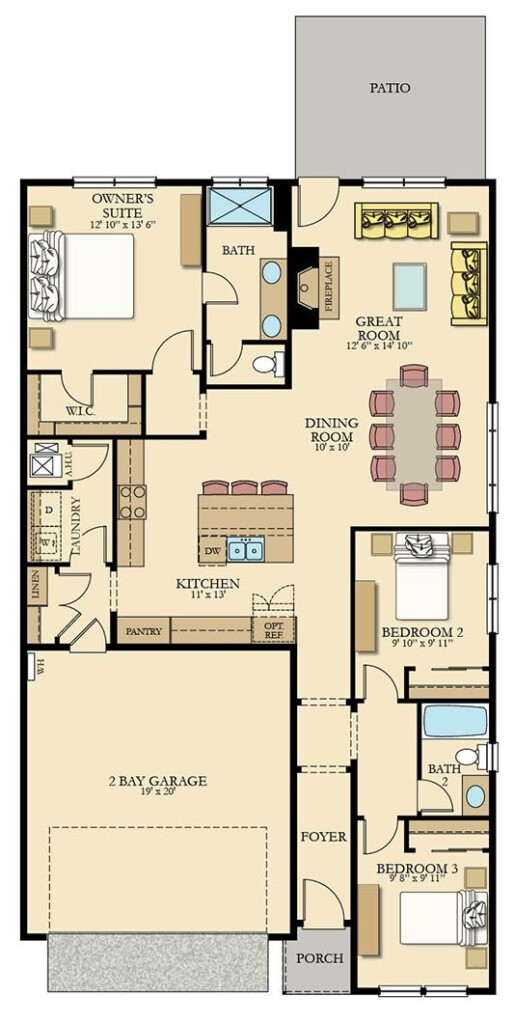 This Beautiful One Story Home Includes Three Spacious Bedrooms Two  - Carlton House Floor Plans