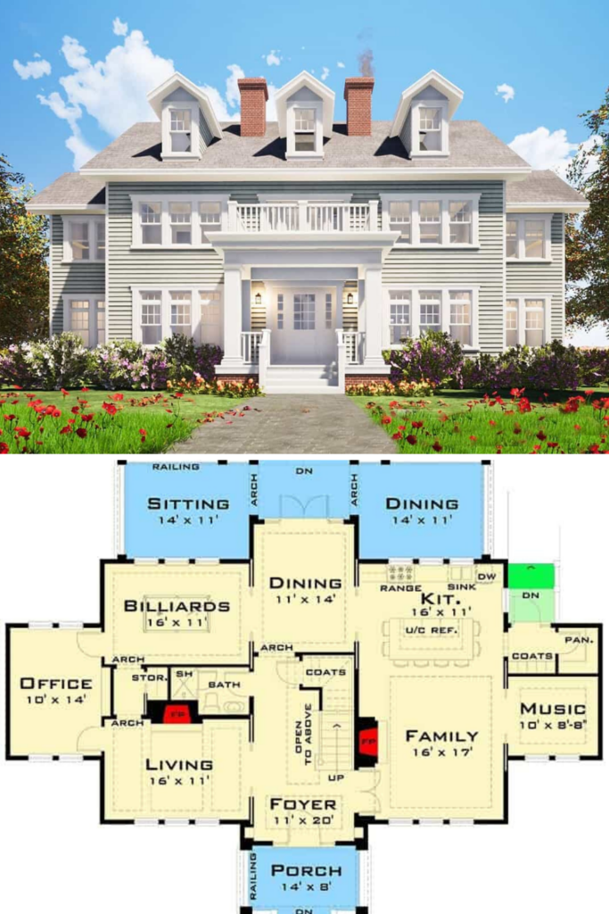 Three Story 4 Bedroom Georgian Home Floor Plan Colonial House Plans  - Original Georgian House Floor Plans