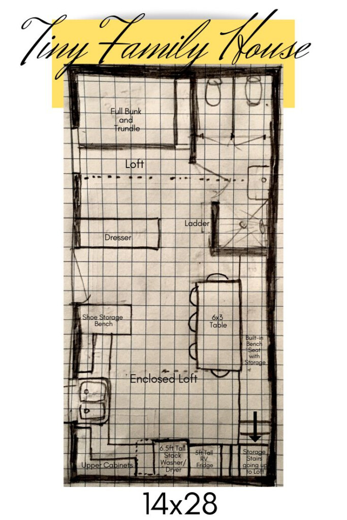 Tiny Family House 14x28 5 Beds 2 Toilets Large Family Approximately  - 14X28 Tiny House Floor Plans