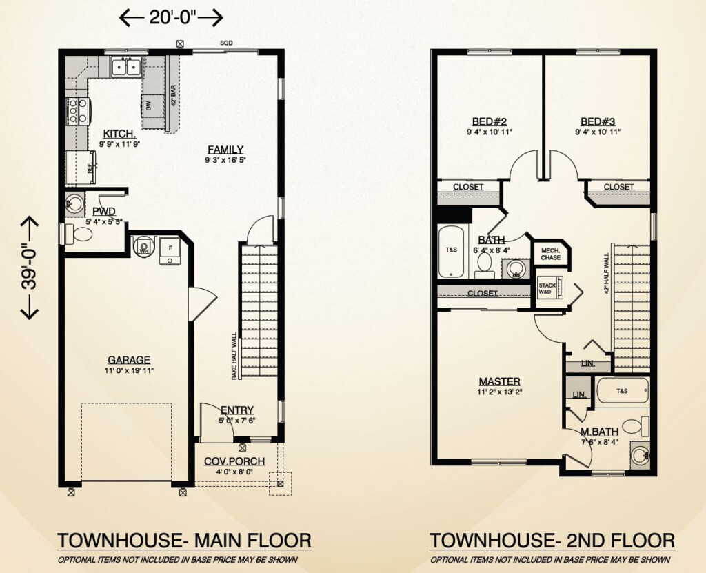 Town House Home Plan Multi Level Two Story Home Built On Your Lot  - Town House Floor Plan