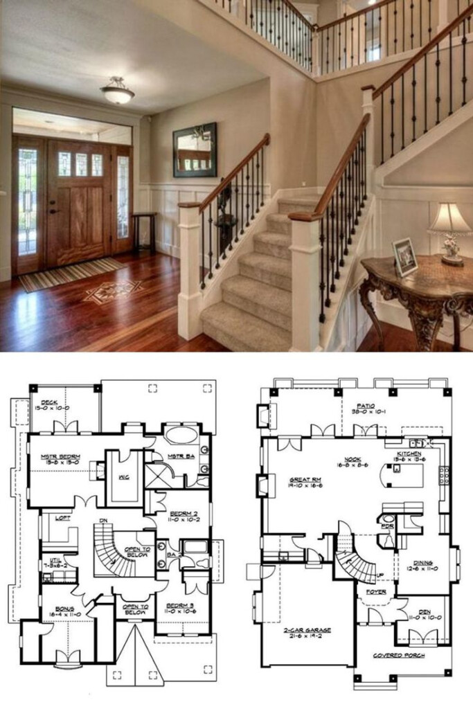 Two Story 3 Bedroom Woodland Traditional Home Floor Plan  - Traditional Floor Plans For Houses