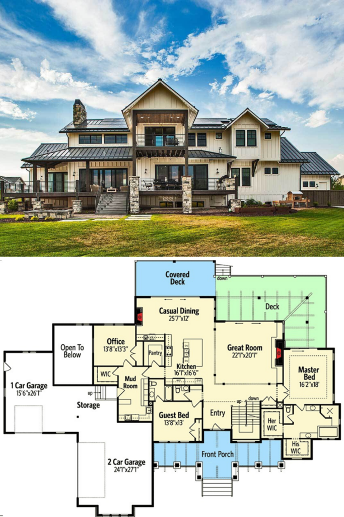 Two Story 6 Bedroom Mountain Home With Climbing And Exercise Rooms  - 2 Story 6 Bedroom House Floor Plans