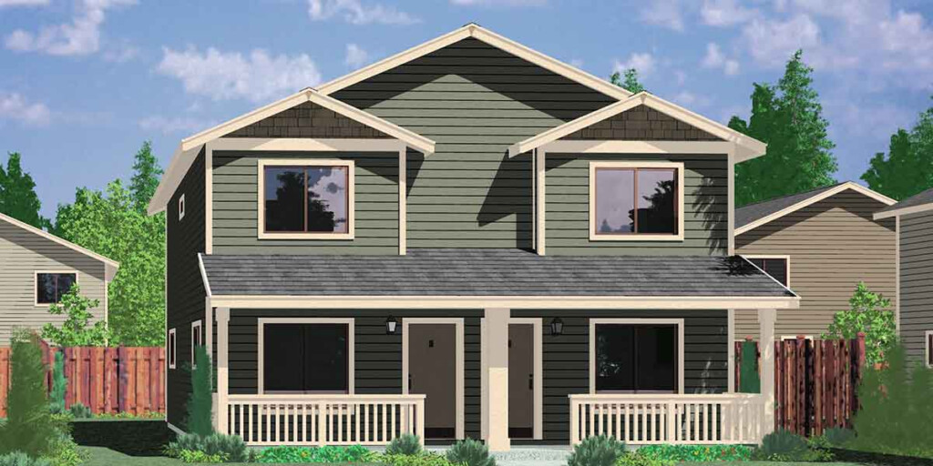 Two Story Duplex House Plans - 2 Floor Duplex House Plans