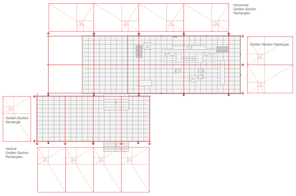 Van Der Rohe s Farnsworth House Geometric Analysis On Behance - Golden Ratio House Floor Plans