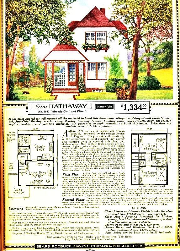 Vintage Sears Roebuck Co The Hathaway Cottage Floor Plans Vintage  - Sears Roebuck House Floor Plans