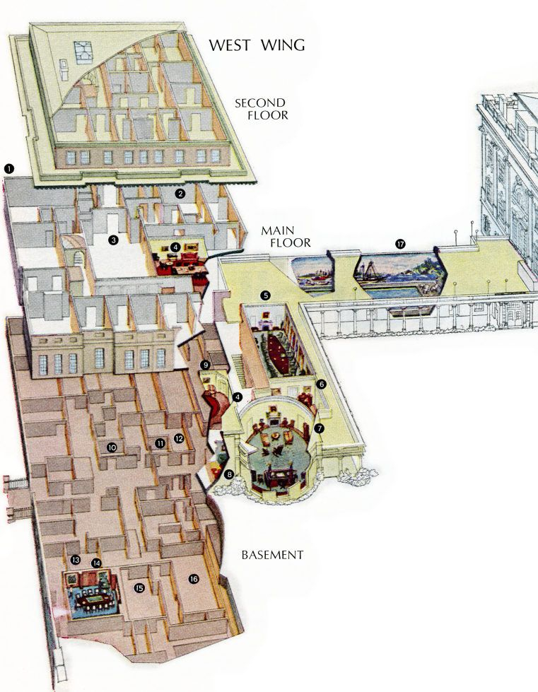 West Wing White House Museum House Layouts Basement Floor Plans  - Floor Plan Of The West Wing Of The White House