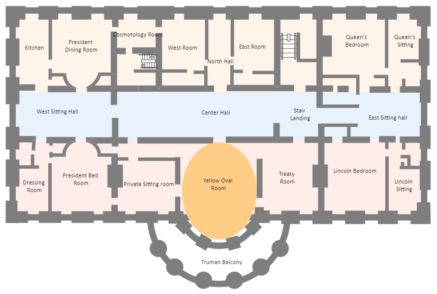 White House Floor Plan EdrawMax - White House Floor Plan Residence